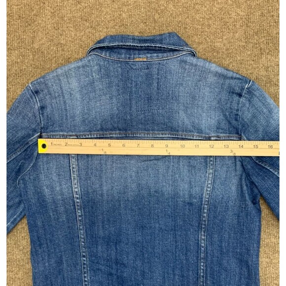 J Crew Jacket Womens XS Denim Trucker Jeans Fitted Button Up Dark Wash Stretch - Picture 6 of 9